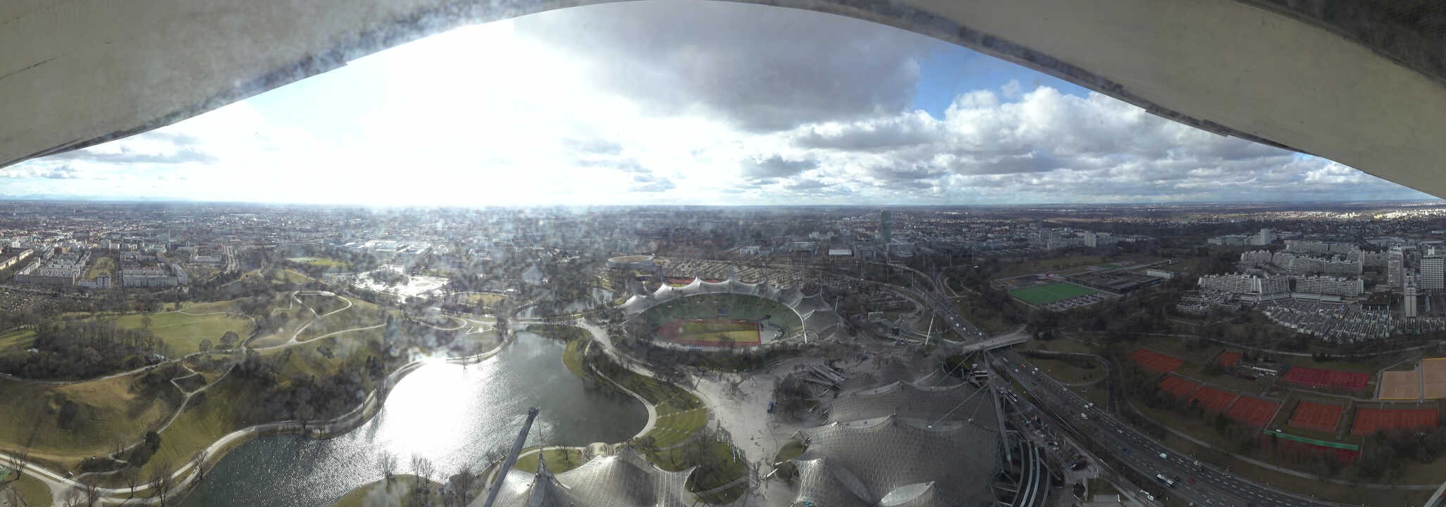 Archiv Foto Webcam München: Panorama Olympiastadion und Olympiapark