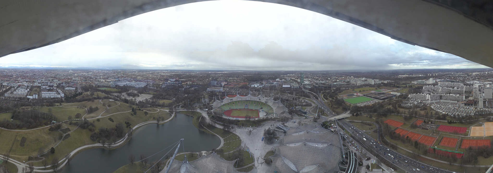 Archiv Foto Webcam München: Panorama Olympiastadion und Olympiapark