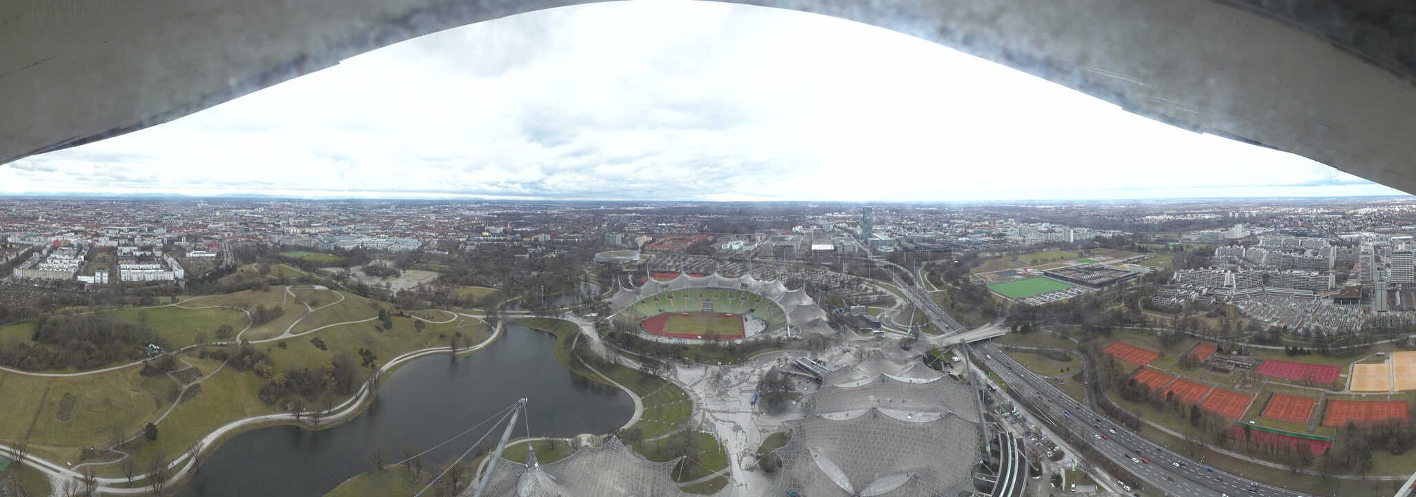 Archiv Foto Webcam München: Panorama Olympiastadion und Olympiapark