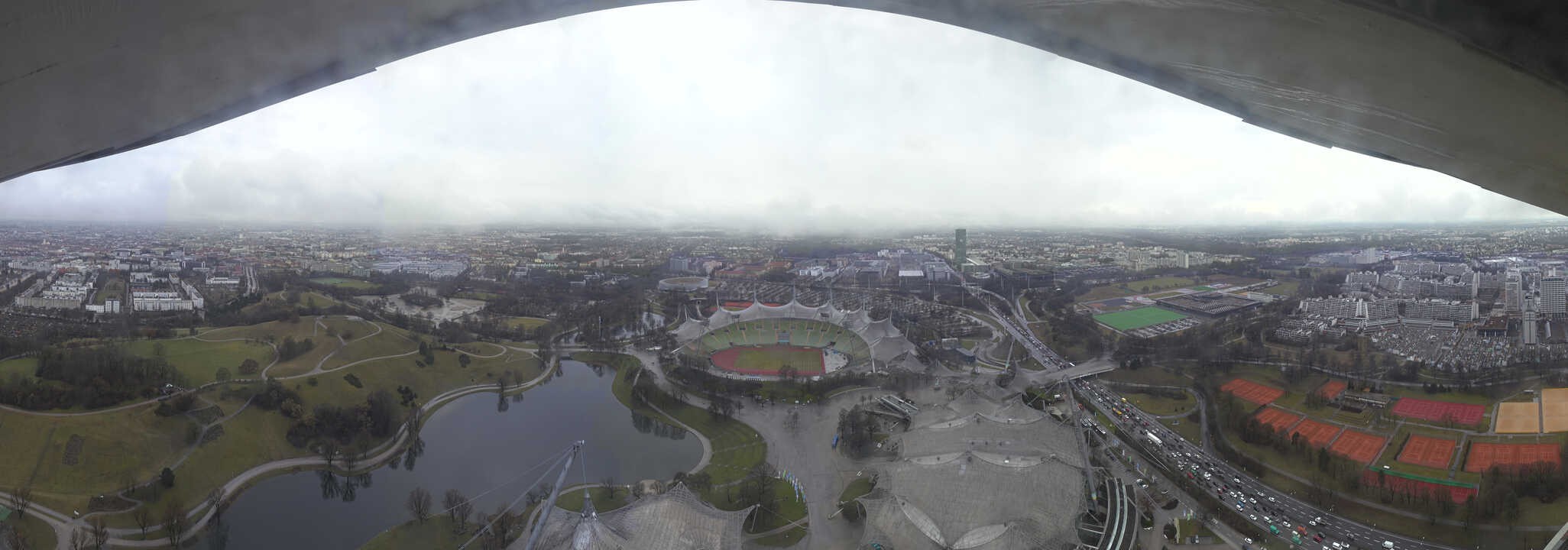Archiv Foto Webcam München: Panorama Olympiastadion und Olympiapark