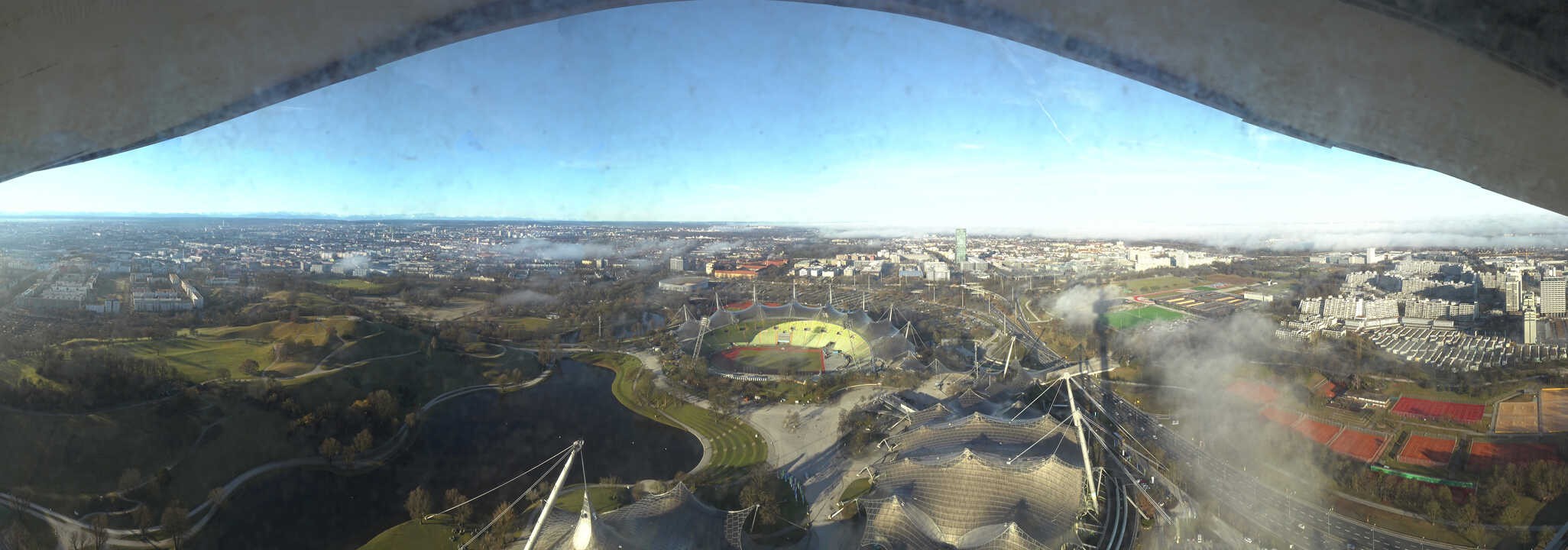 Archiv Foto Webcam München: Panorama Olympiastadion und Olympiapark