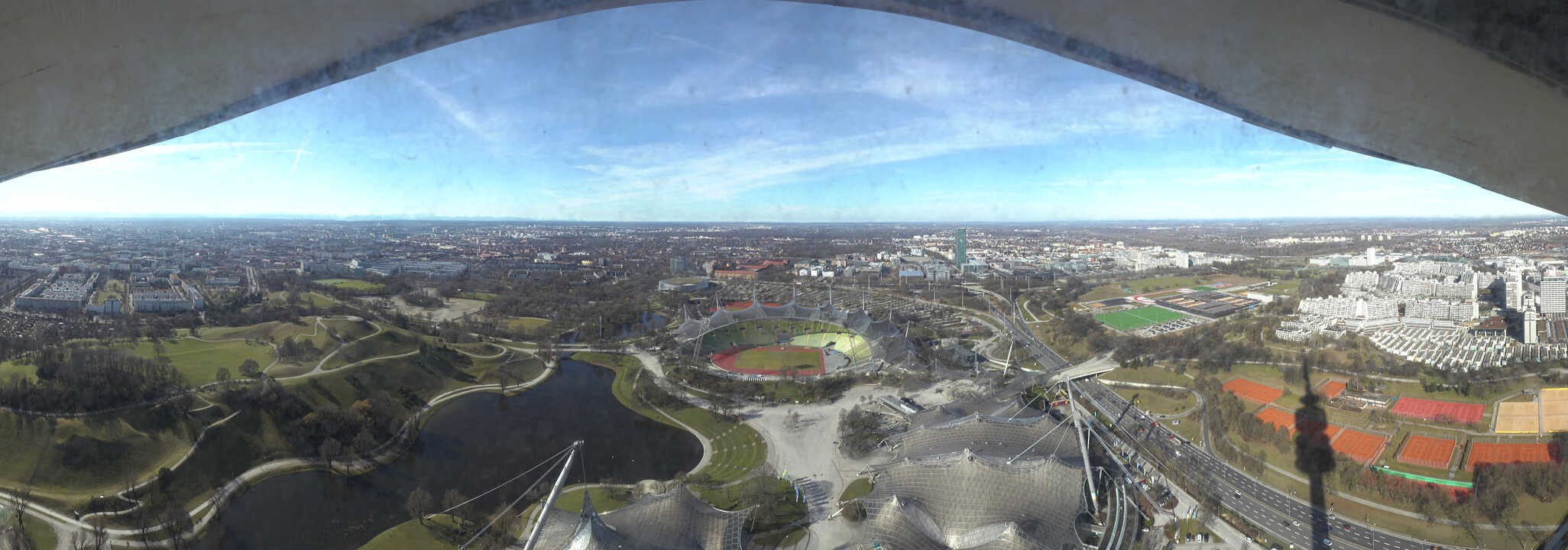 Archiv Foto Webcam München: Panorama Olympiastadion und Olympiapark
