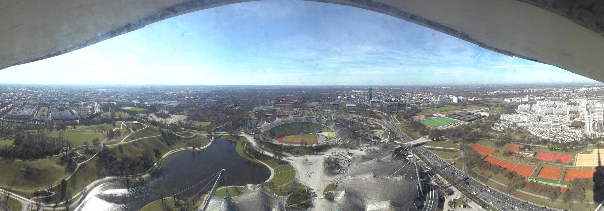 Archiv Foto Webcam München: Panorama Olympiastadion und Olympiapark