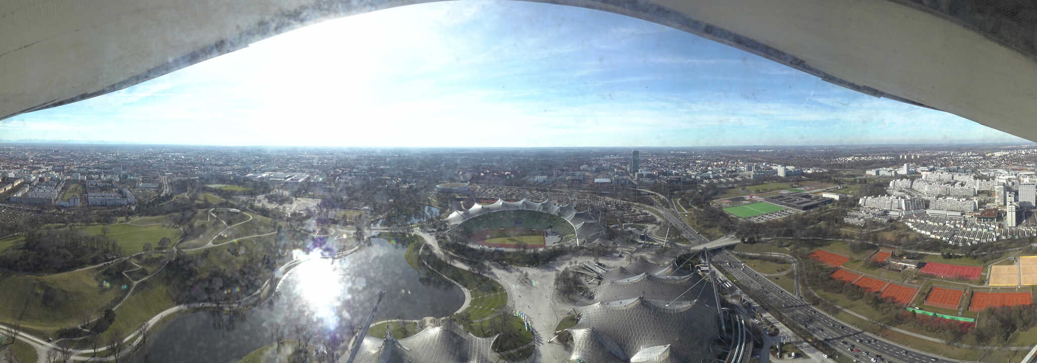 Archiv Foto Webcam München: Panorama Olympiastadion und Olympiapark