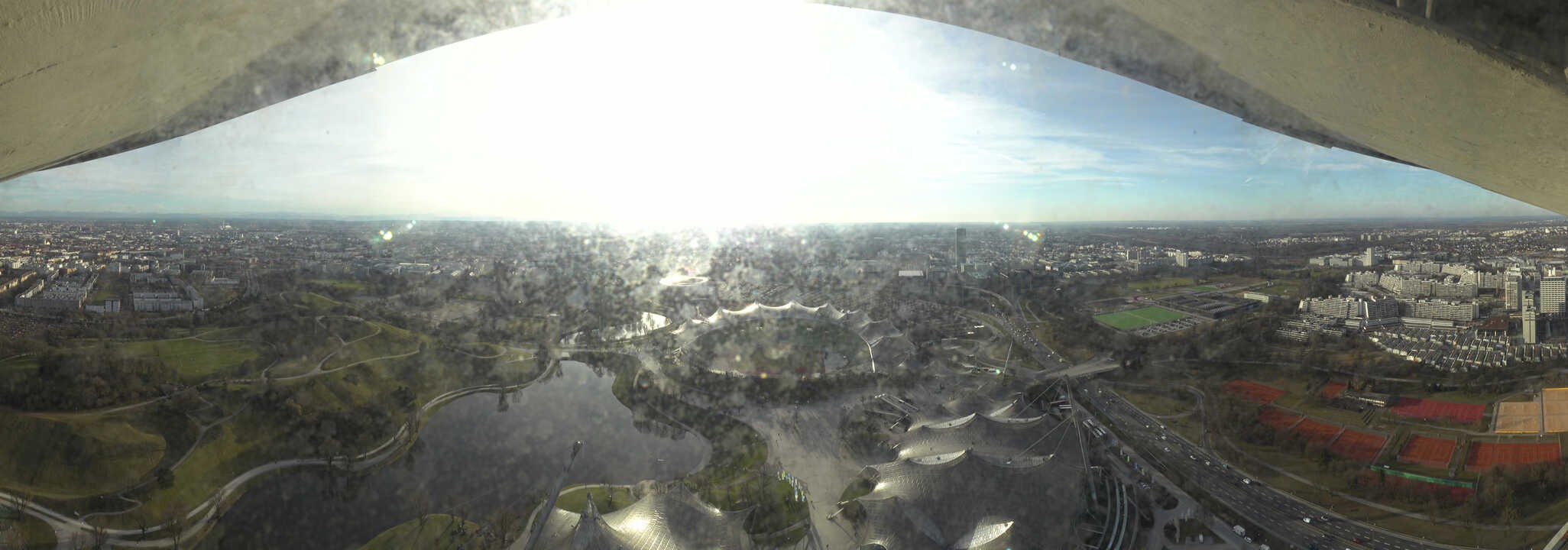 Archiv Foto Webcam München: Panorama Olympiastadion und Olympiapark