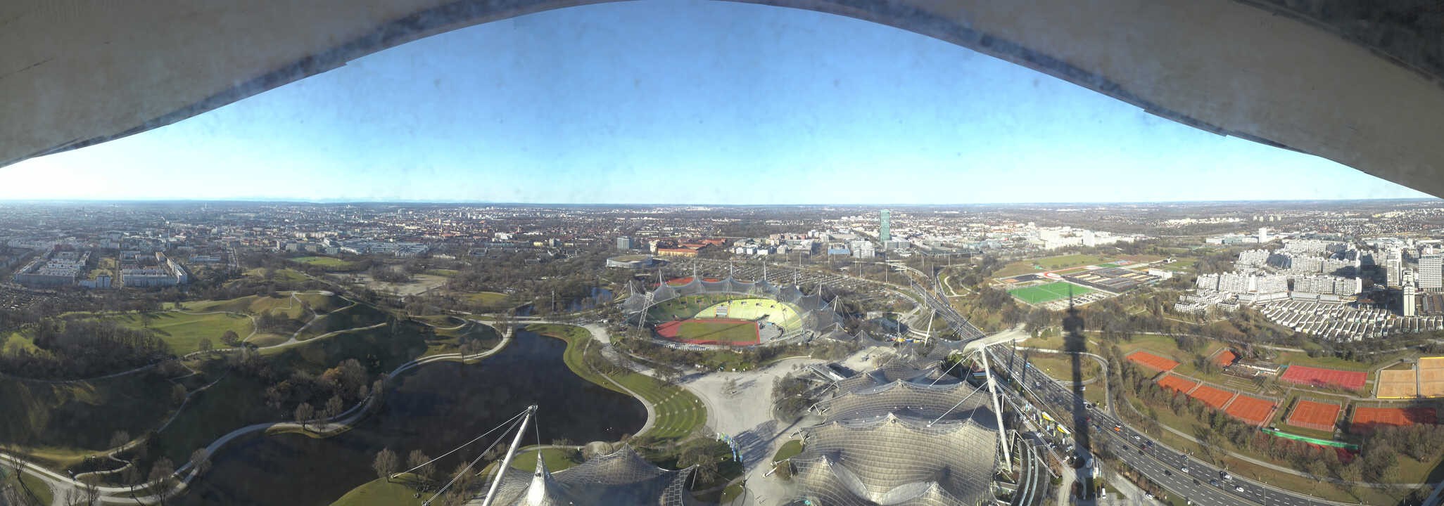 Archiv Foto Webcam München: Panorama Olympiastadion und Olympiapark