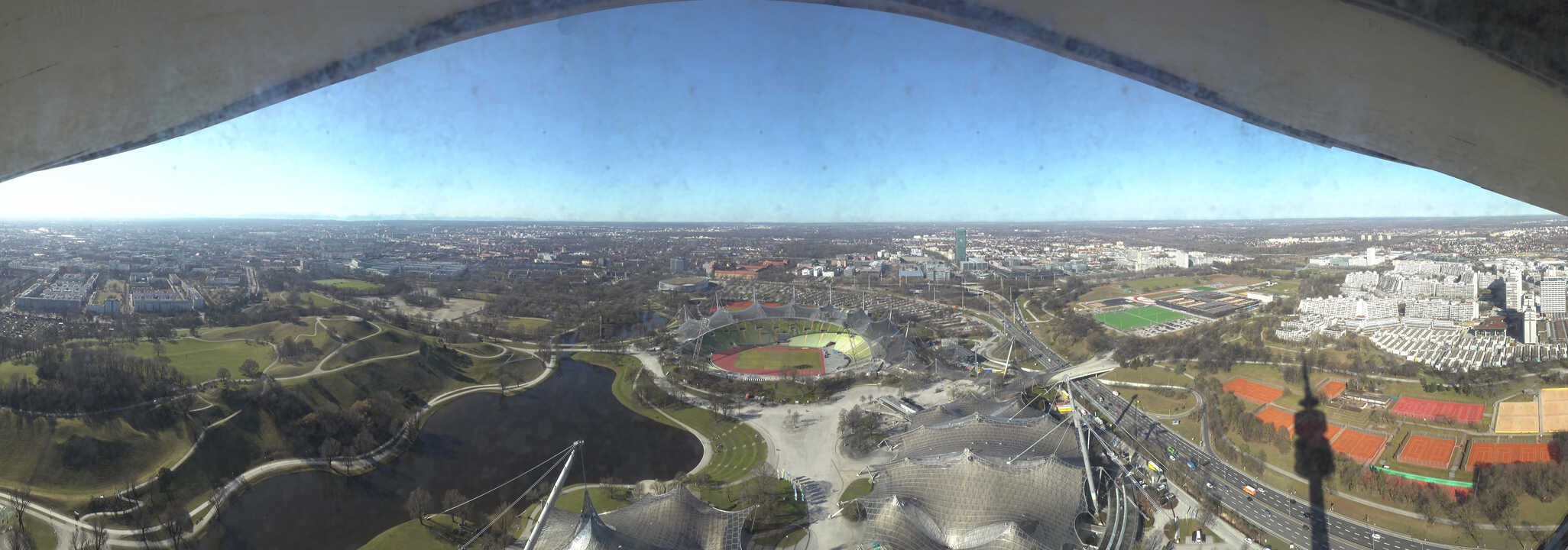 Archiv Foto Webcam München: Panorama Olympiastadion und Olympiapark