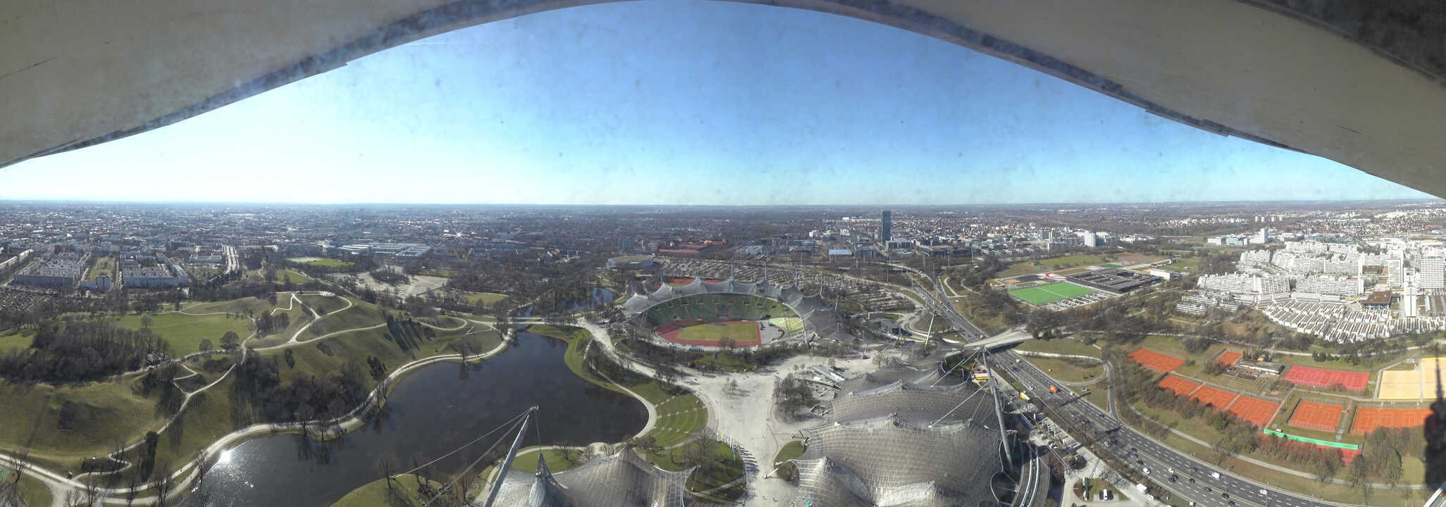 Archiv Foto Webcam München: Panorama Olympiastadion und Olympiapark