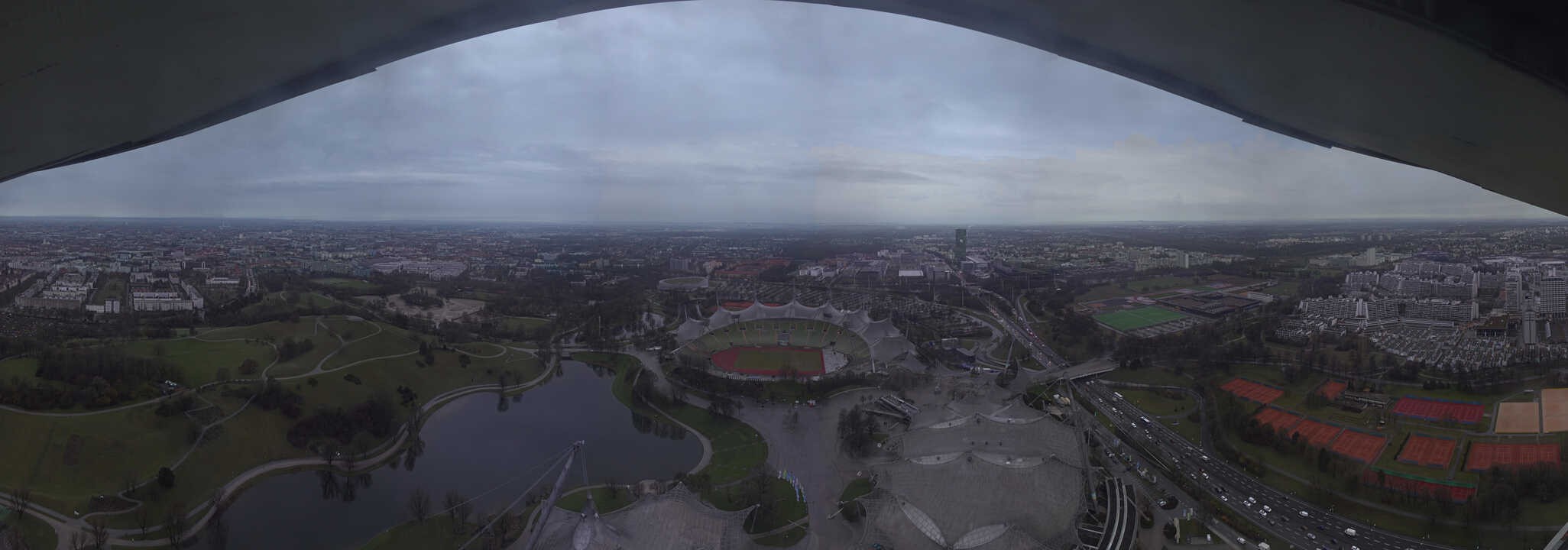 Archiv Foto Webcam München: Panorama Olympiastadion und Olympiapark