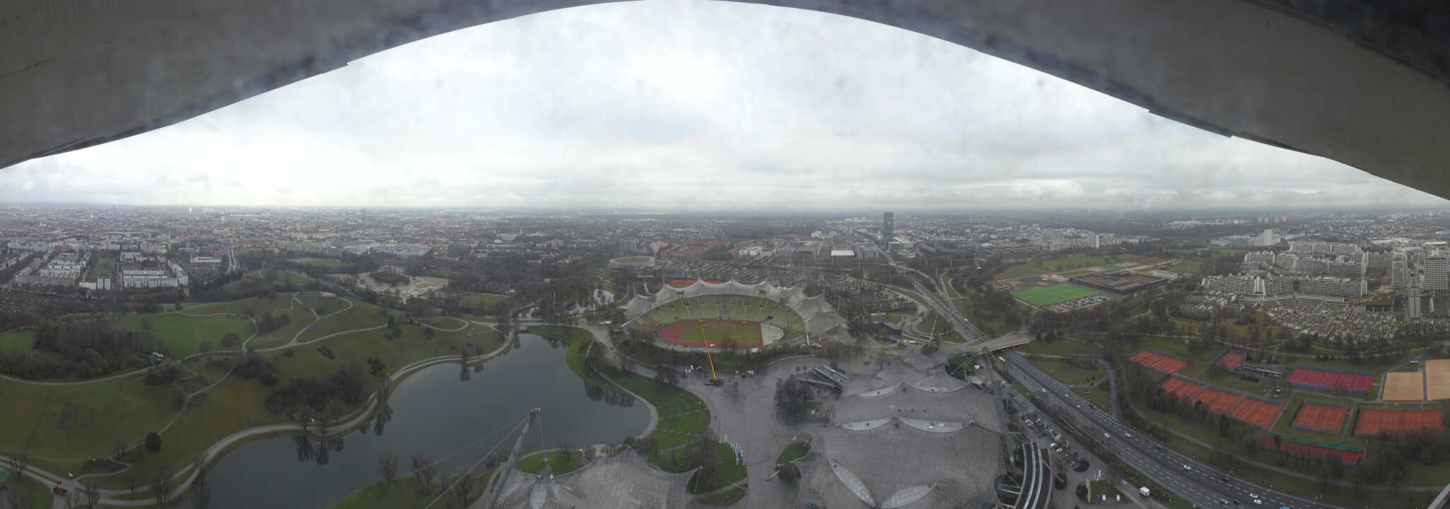 Archiv Foto Webcam München: Panorama Olympiastadion und Olympiapark