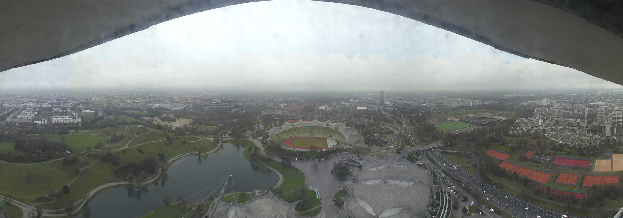 Archiv Foto Webcam München: Panorama Olympiastadion und Olympiapark