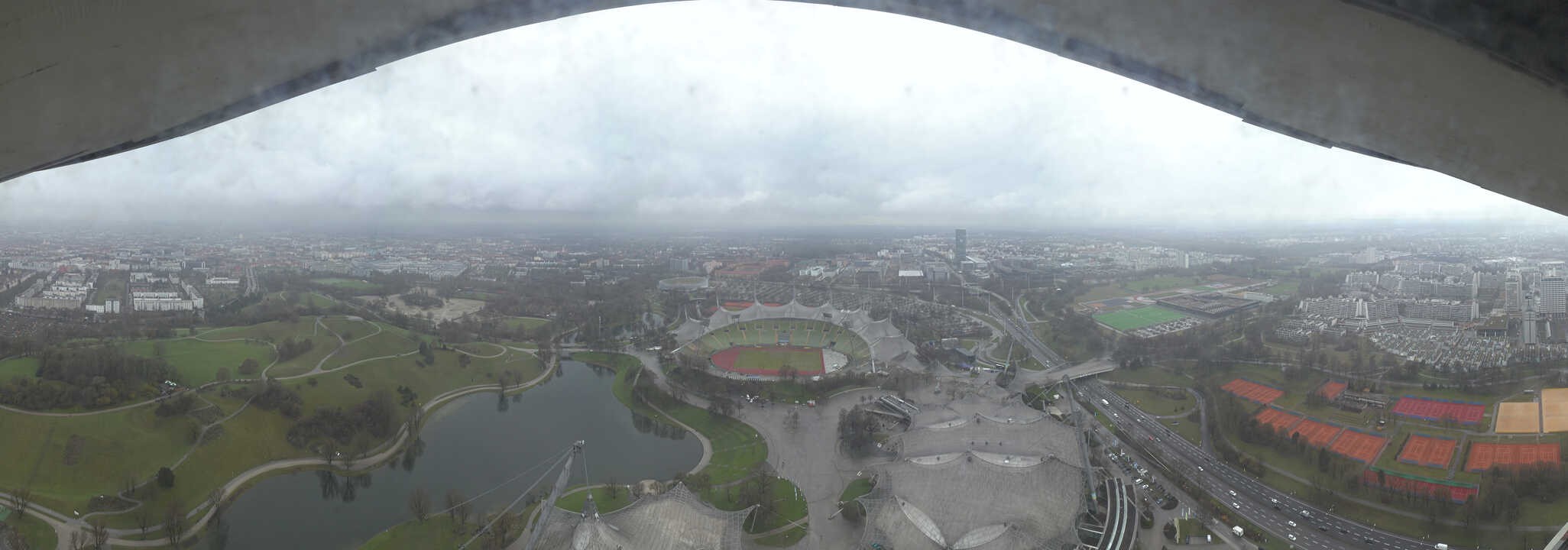 Archiv Foto Webcam München: Panorama Olympiastadion und Olympiapark