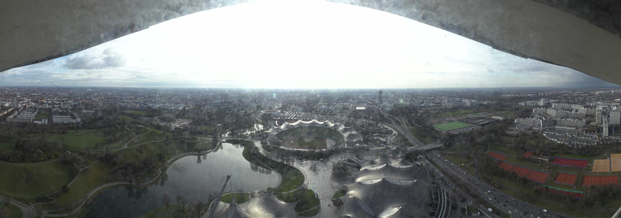 Archiv Foto Webcam München: Panorama Olympiastadion und Olympiapark