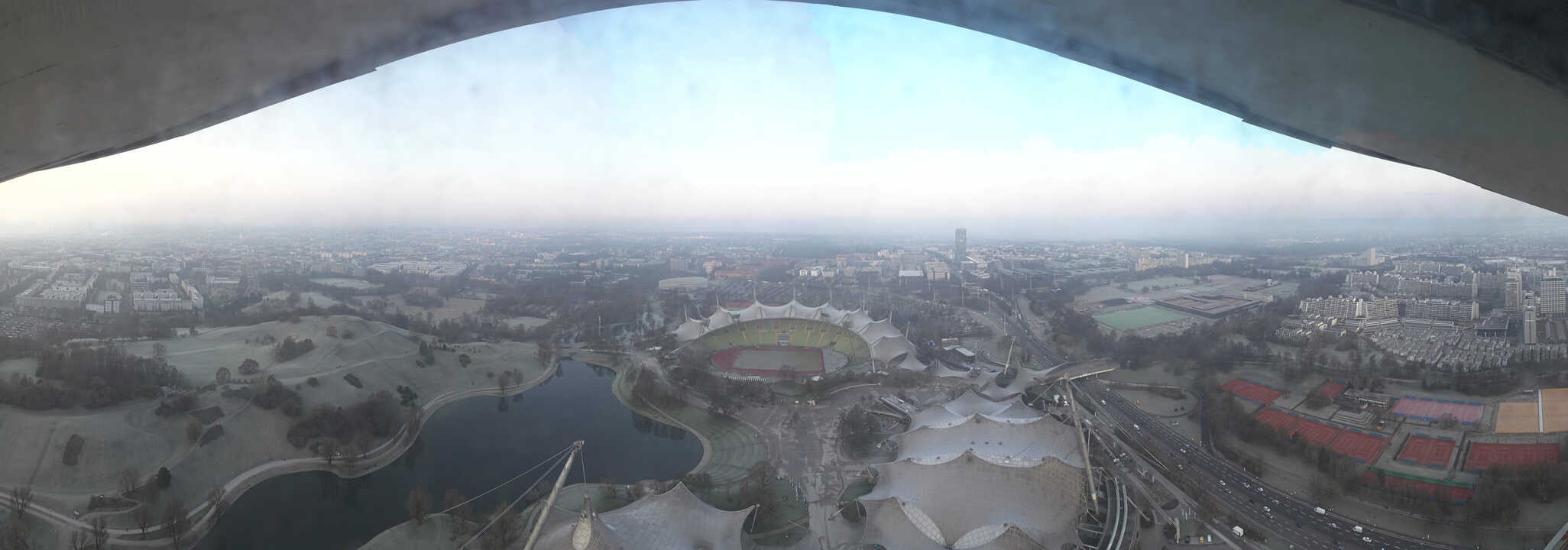 Archiv Foto Webcam München: Panorama Olympiastadion und Olympiapark