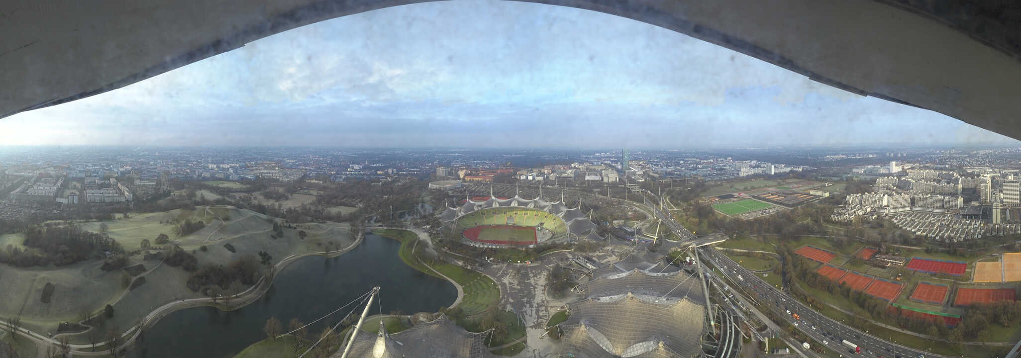 Archiv Foto Webcam München: Panorama Olympiastadion und Olympiapark