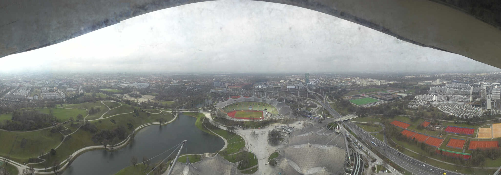 Archiv Foto Webcam München: Panorama Olympiastadion und Olympiapark