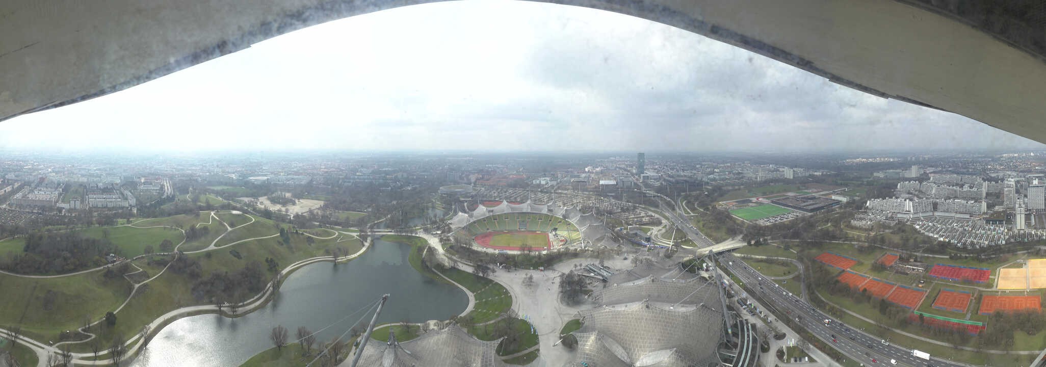 Archiv Foto Webcam München: Panorama Olympiastadion und Olympiapark