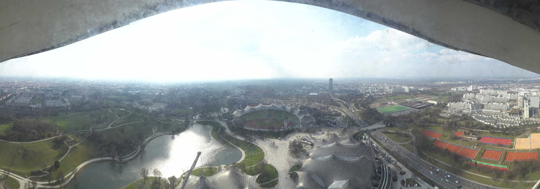 Archiv Foto Webcam München: Panorama Olympiastadion und Olympiapark