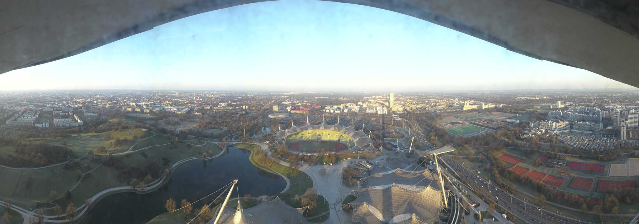 Archiv Foto Webcam München: Panorama Olympiastadion und Olympiapark