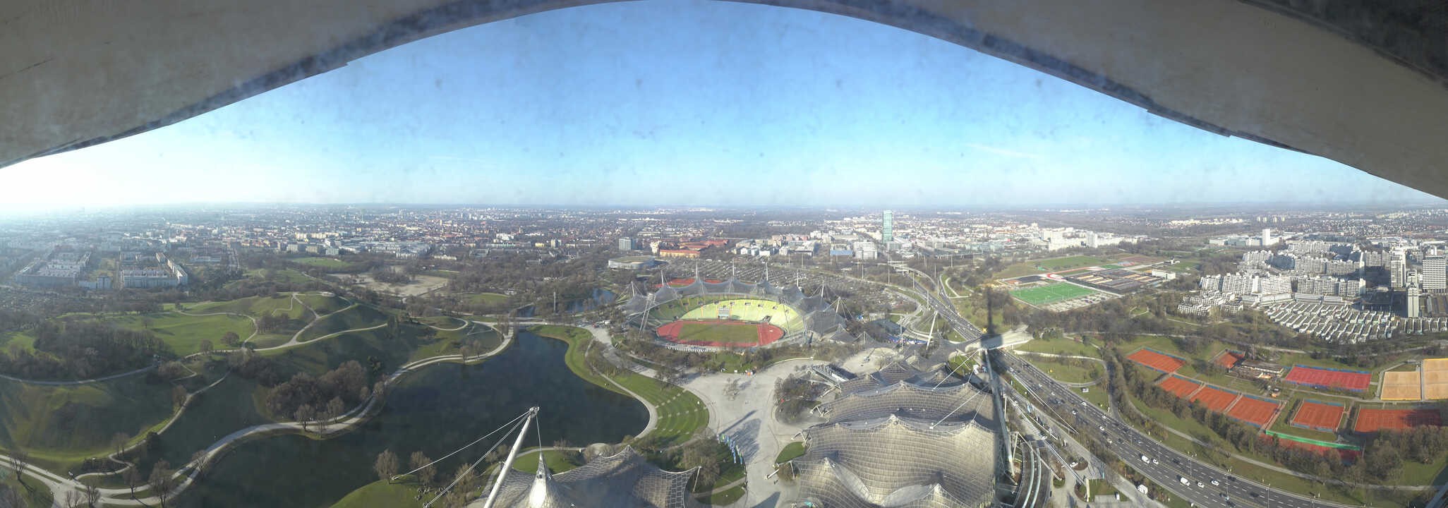 Archiv Foto Webcam München: Panorama Olympiastadion und Olympiapark