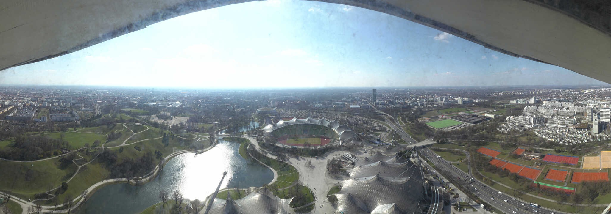 Archiv Foto Webcam München: Panorama Olympiastadion und Olympiapark