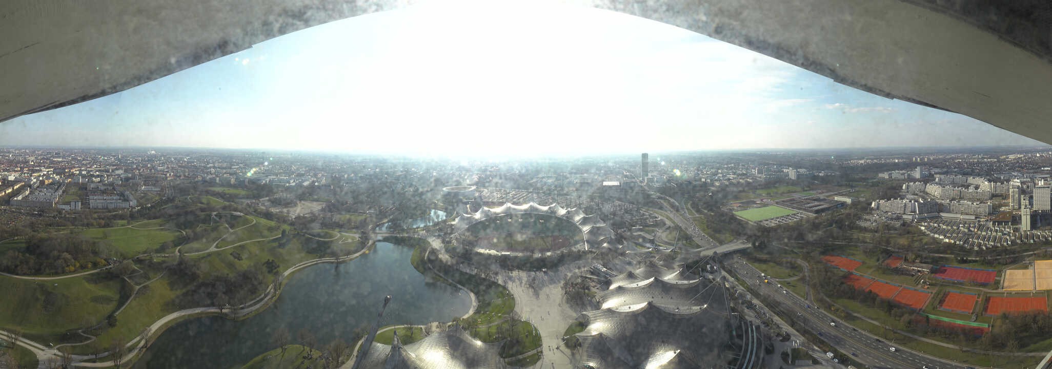 Archiv Foto Webcam München: Panorama Olympiastadion und Olympiapark