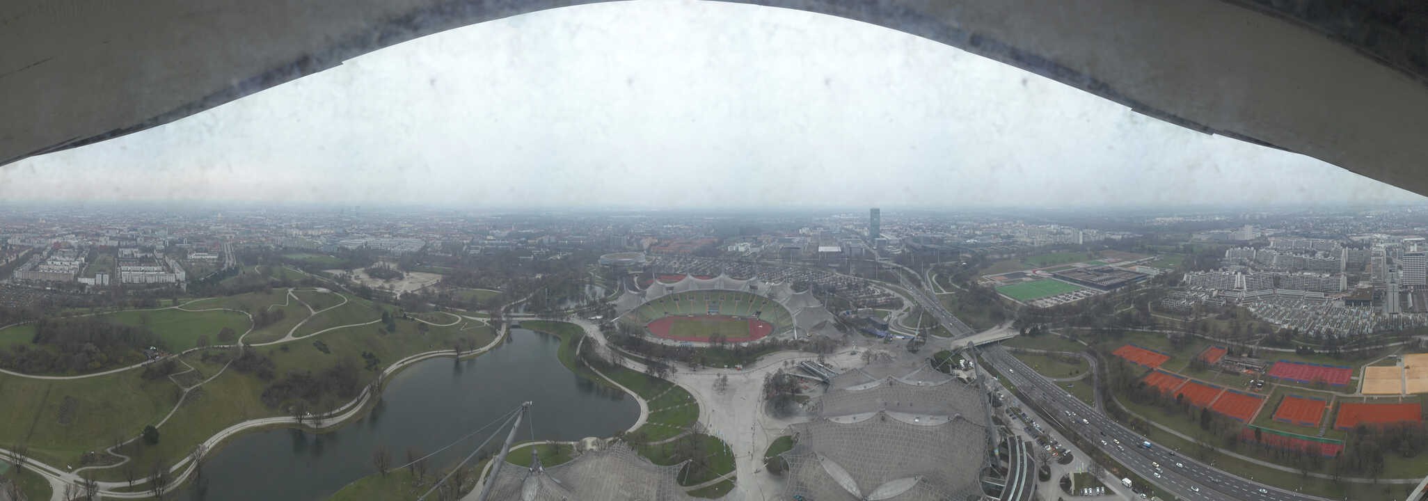 Archiv Foto Webcam München: Panorama Olympiastadion und Olympiapark