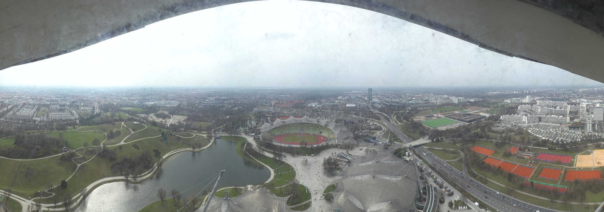 Archiv Foto Webcam München: Panorama Olympiastadion und Olympiapark