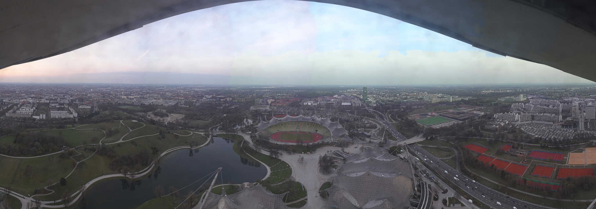 Archiv Foto Webcam München: Panorama Olympiastadion und Olympiapark
