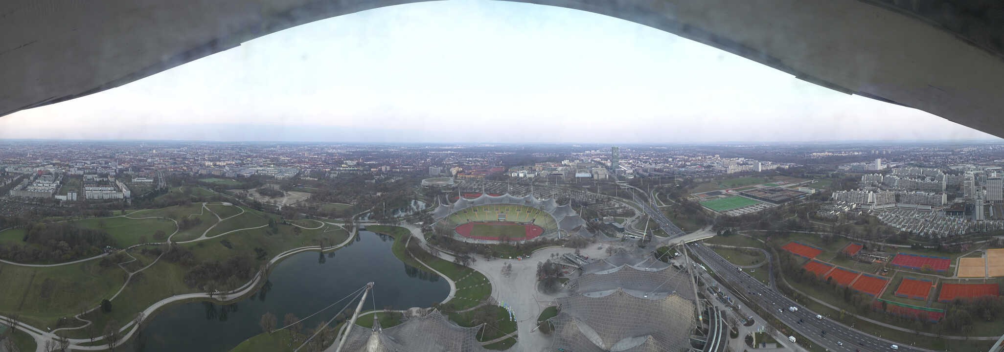 Archiv Foto Webcam München: Panorama Olympiastadion und Olympiapark