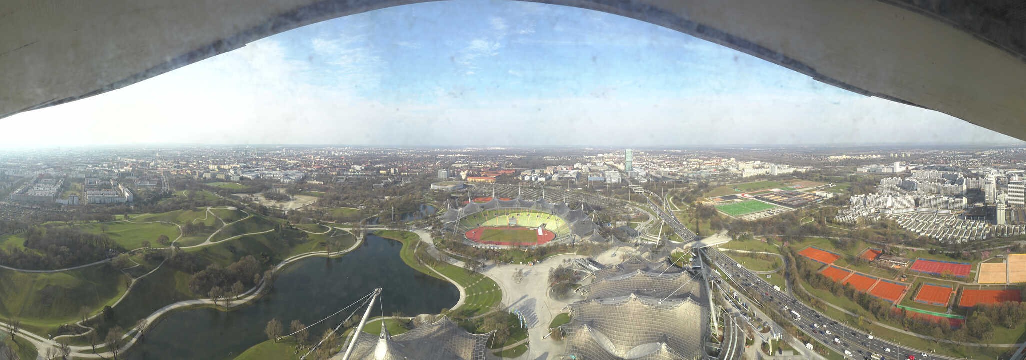 Archiv Foto Webcam München: Panorama Olympiastadion und Olympiapark