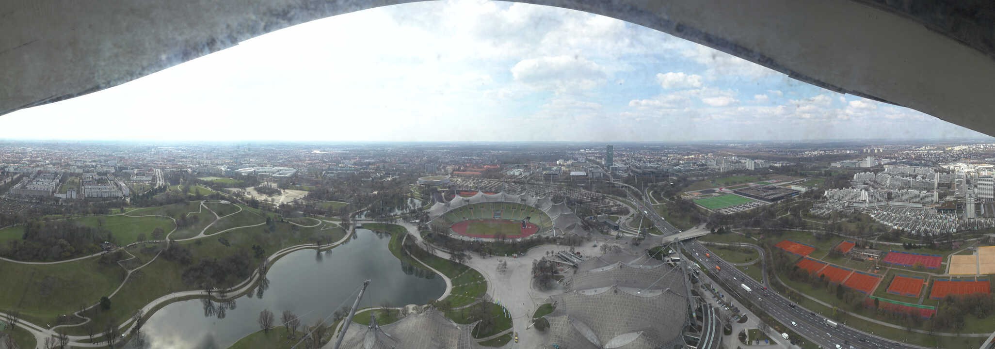 Archiv Foto Webcam München: Panorama Olympiastadion und Olympiapark