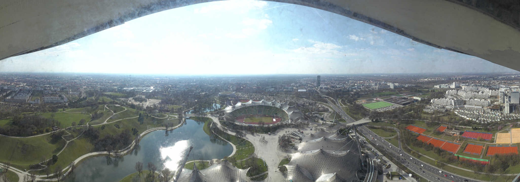 Archiv Foto Webcam München: Panorama Olympiastadion und Olympiapark