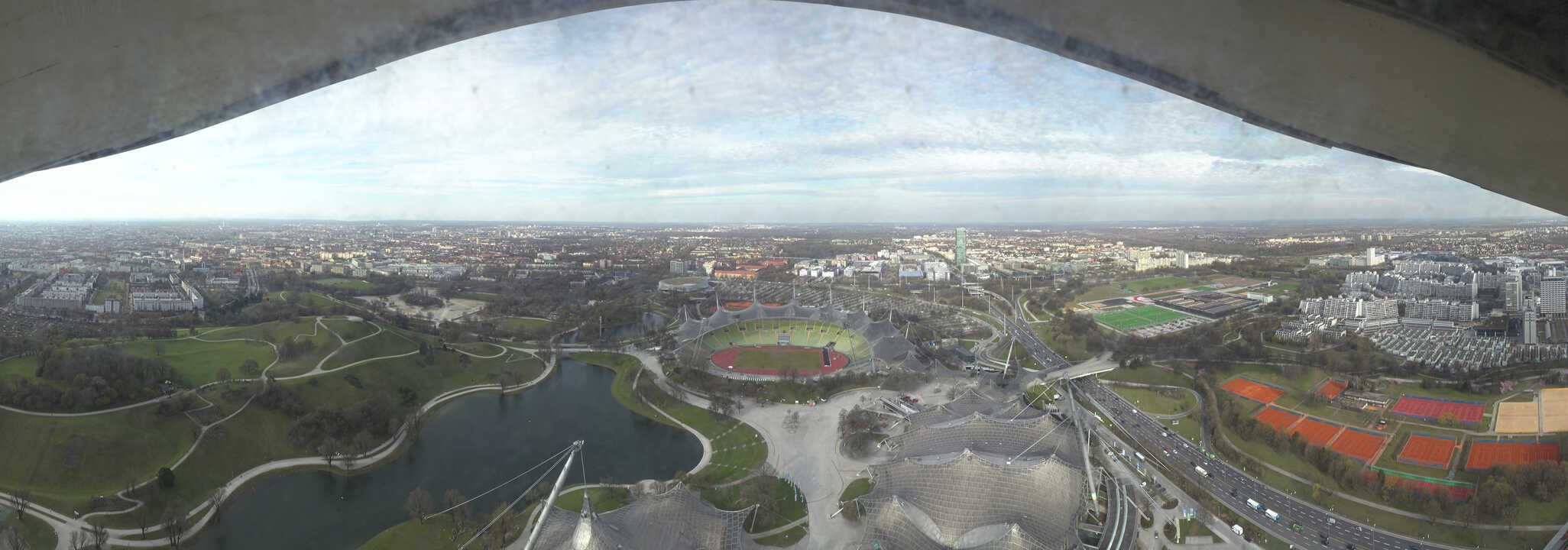 Archiv Foto Webcam München: Panorama Olympiastadion und Olympiapark