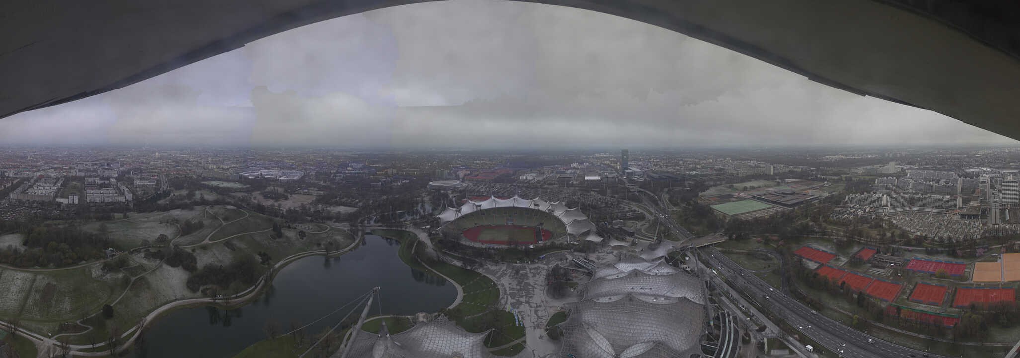 Archiv Foto Webcam München: Panorama Olympiastadion und Olympiapark