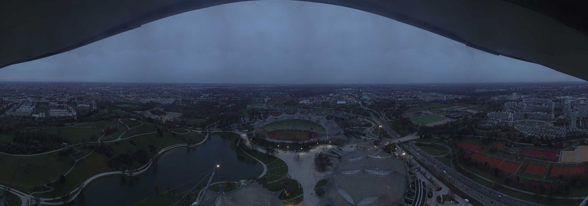 Archiv Foto Webcam München: Panorama Olympiastadion und Olympiapark