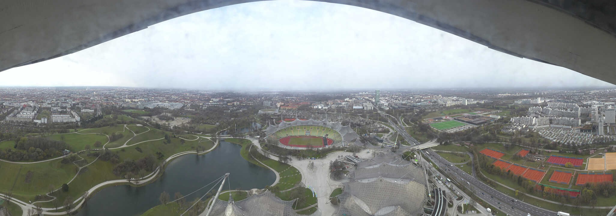 Archiv Foto Webcam München: Panorama Olympiastadion und Olympiapark