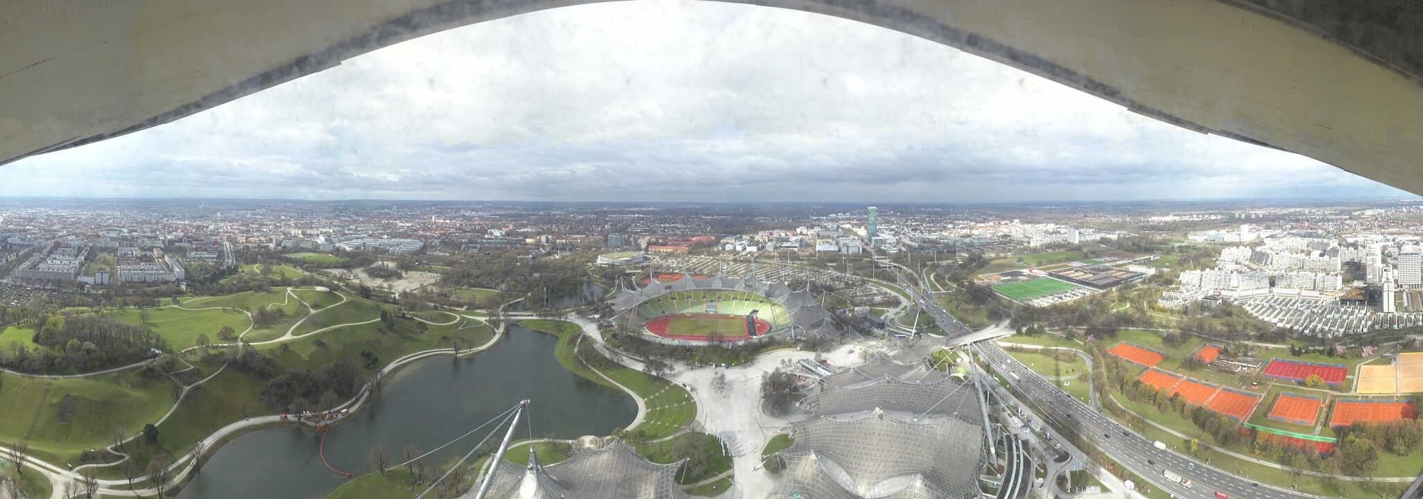 Archiv Foto Webcam München: Panorama Olympiastadion und Olympiapark