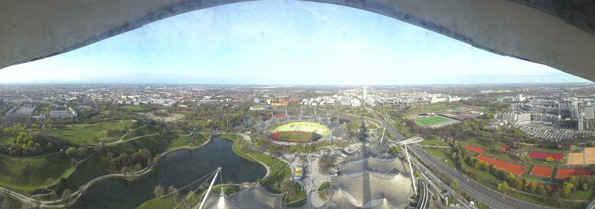 Archiv Foto Webcam München: Panorama Olympiastadion und Olympiapark