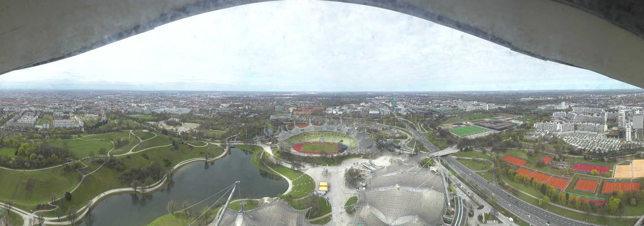 Archiv Foto Webcam München: Panorama Olympiastadion und Olympiapark