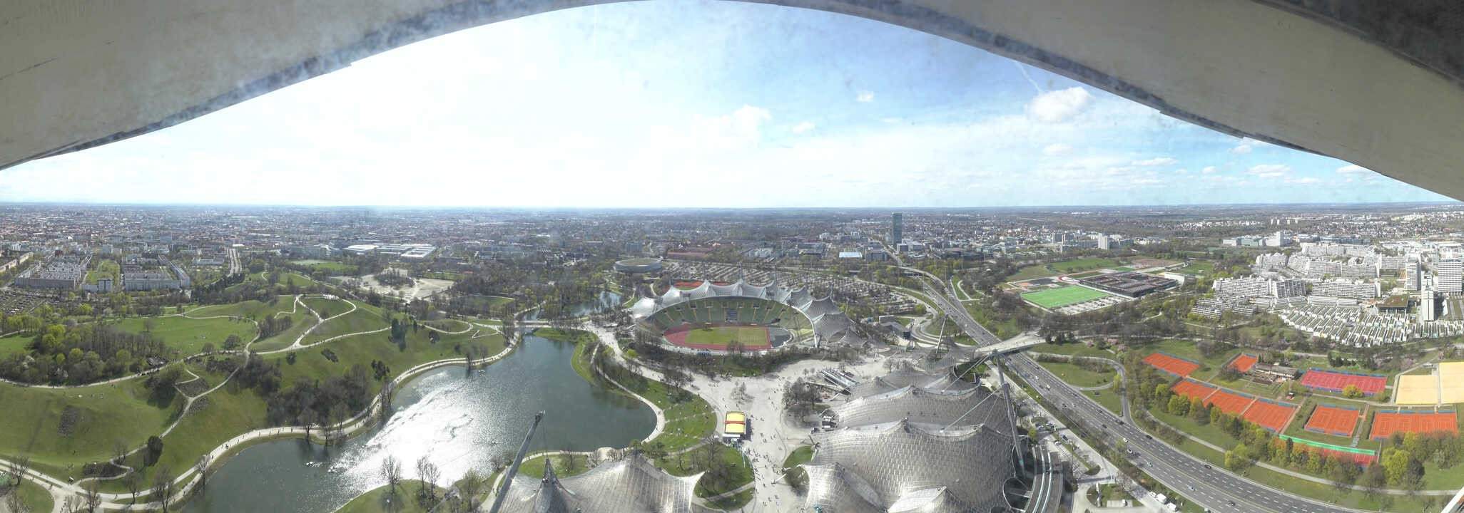 Archiv Foto Webcam München: Panorama Olympiastadion und Olympiapark