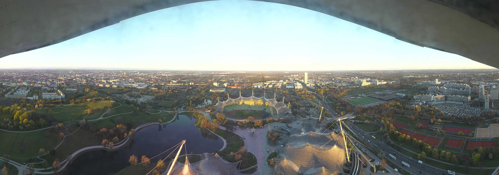 Archiv Foto Webcam München: Panorama Olympiastadion und Olympiapark