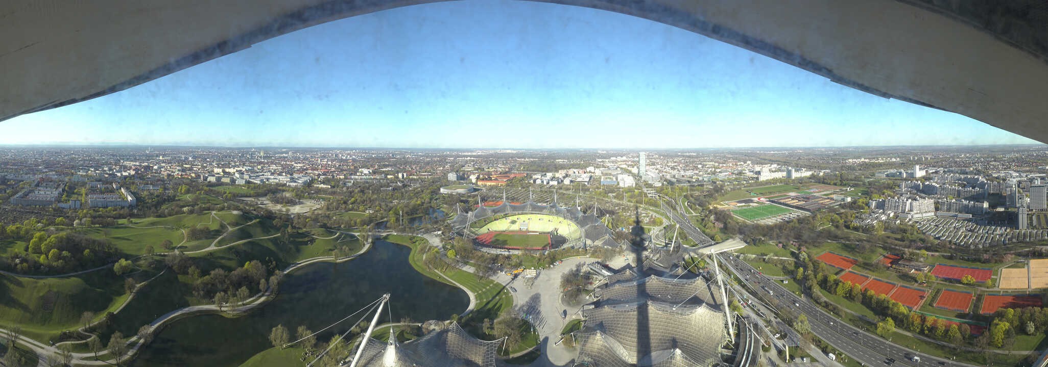 Archiv Foto Webcam München: Panorama Olympiastadion und Olympiapark