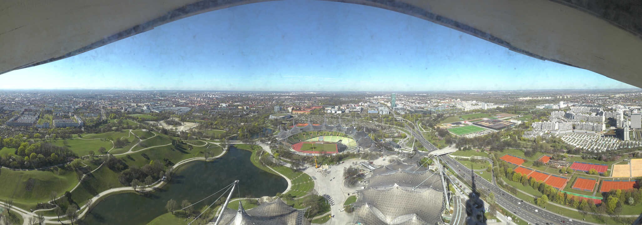 Archiv Foto Webcam München: Panorama Olympiastadion und Olympiapark
