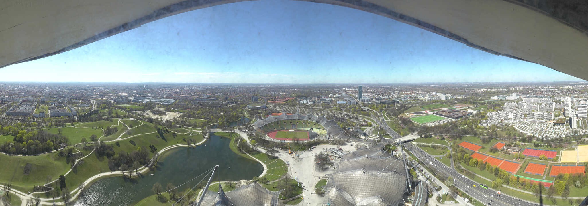 Archiv Foto Webcam München: Panorama Olympiastadion und Olympiapark