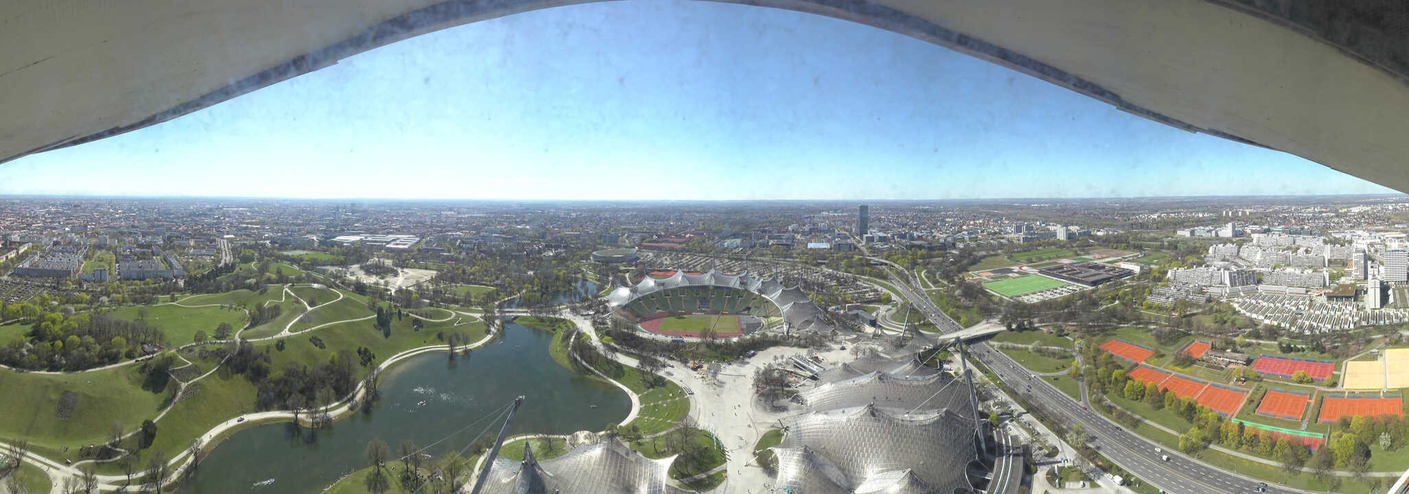 Archiv Foto Webcam München: Panorama Olympiastadion und Olympiapark