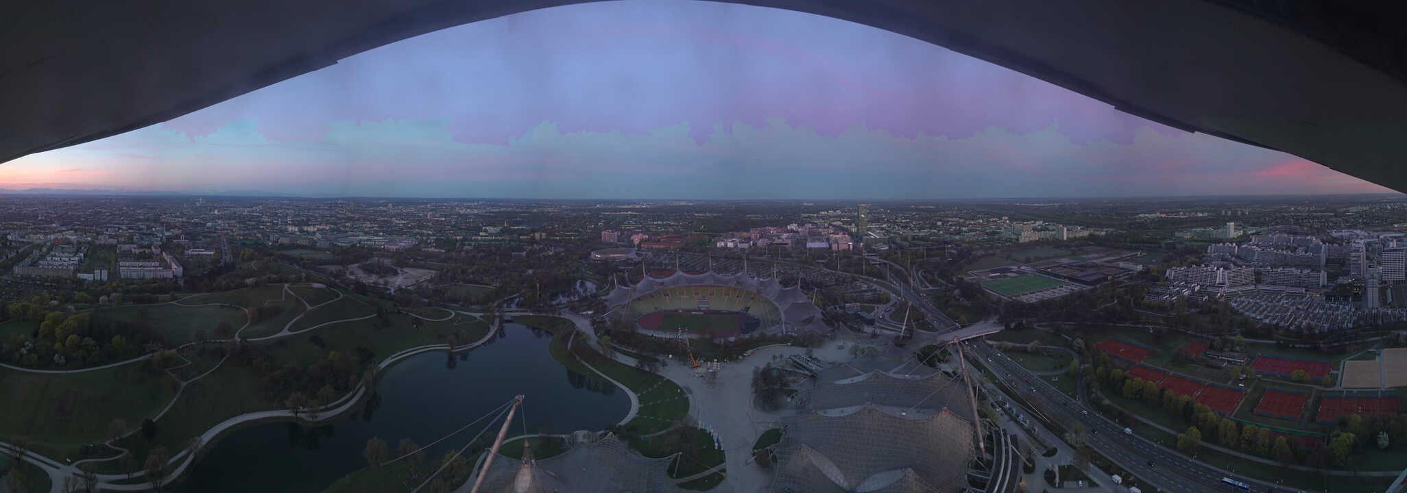 Archiv Foto Webcam München: Panorama Olympiastadion und Olympiapark