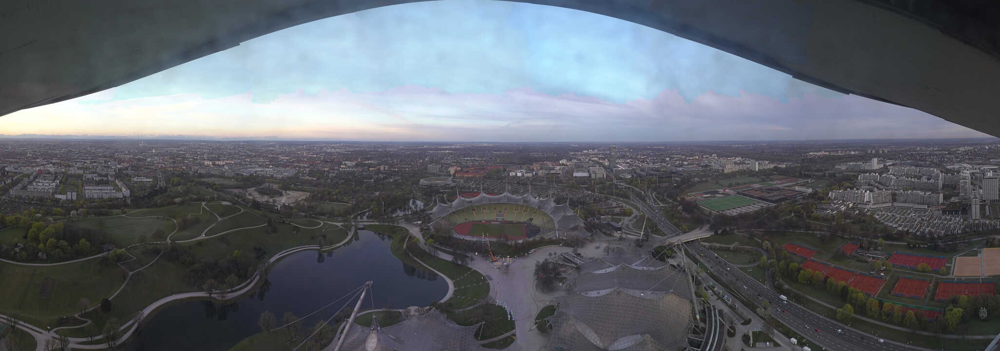 Archiv Foto Webcam München: Panorama Olympiastadion und Olympiapark