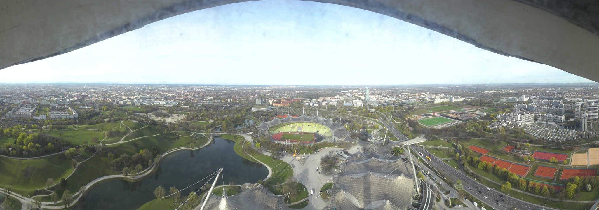 Archiv Foto Webcam München: Panorama Olympiastadion und Olympiapark