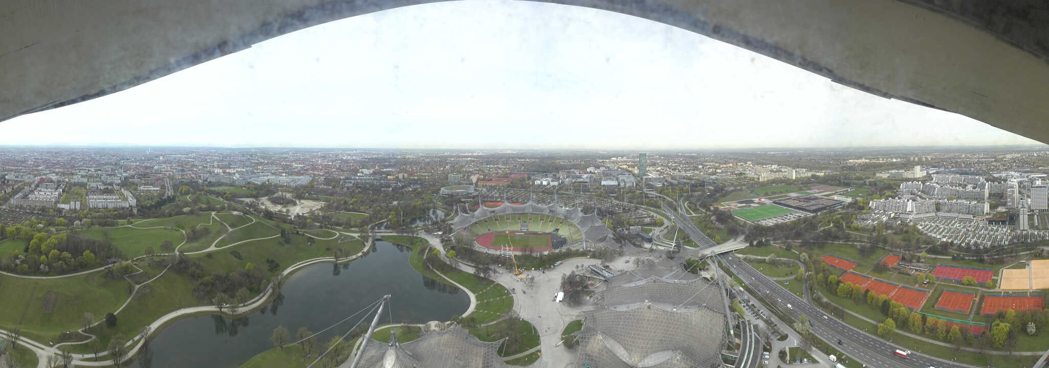Archiv Foto Webcam München: Panorama Olympiastadion und Olympiapark